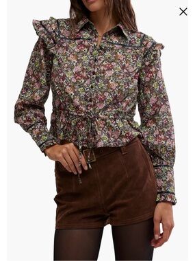 Free people Daybreak Floral Print Long Sleeve Shirt Size M